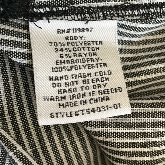 Collective Concepts Black Stripe Seersucker Stars Ruffle Button Down Shirt M - Picture 9 of 9